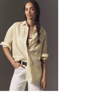 Anthropologie The Bennet Buttondown Shirt by Maeve: Linen Edition XL yellow new